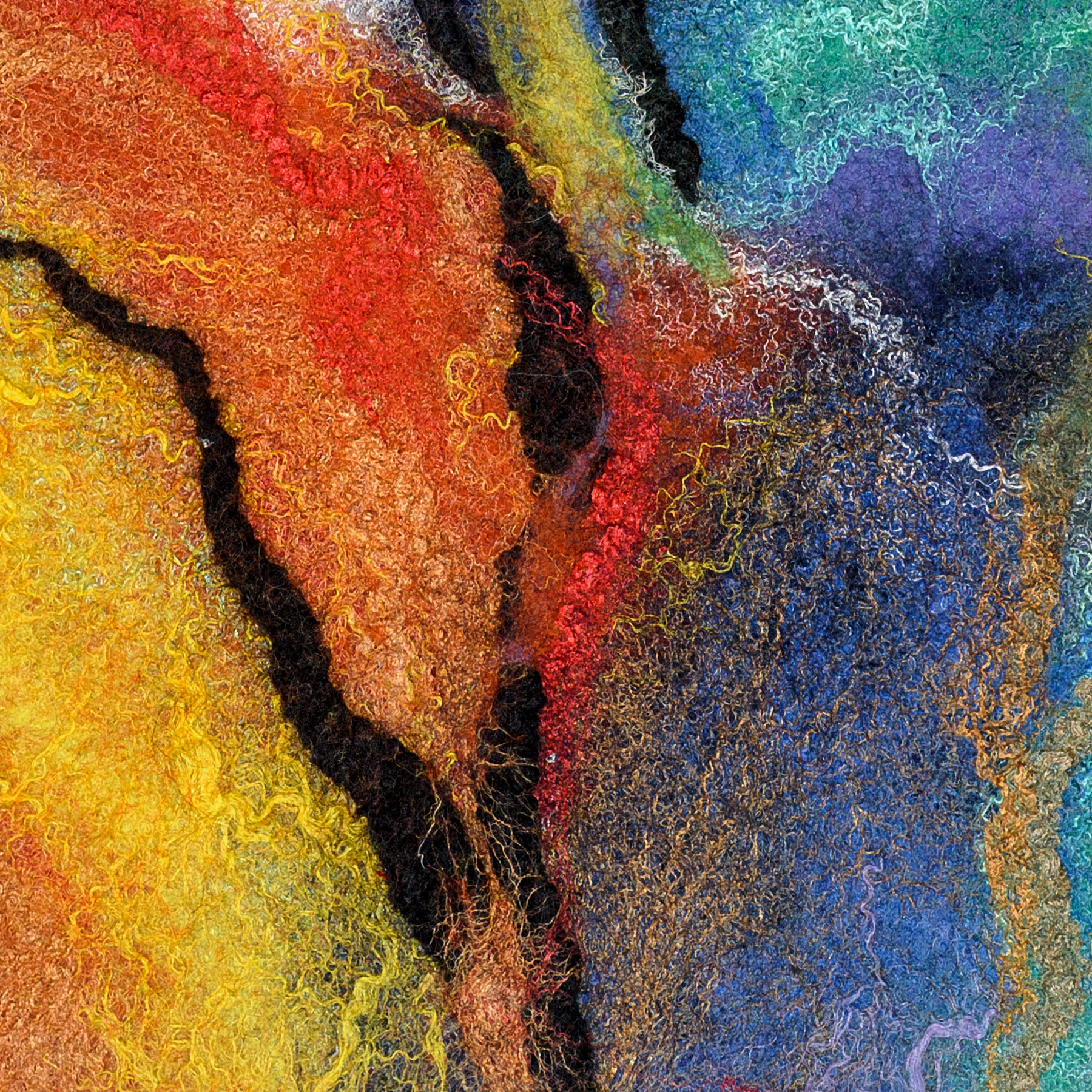 Regatta. Splashy Abstract 1 | Fiber, Exotic Wood Frame | Size: H14"xW14" | 2021 | ๐๐๐๐ ๐ด - Image 2
