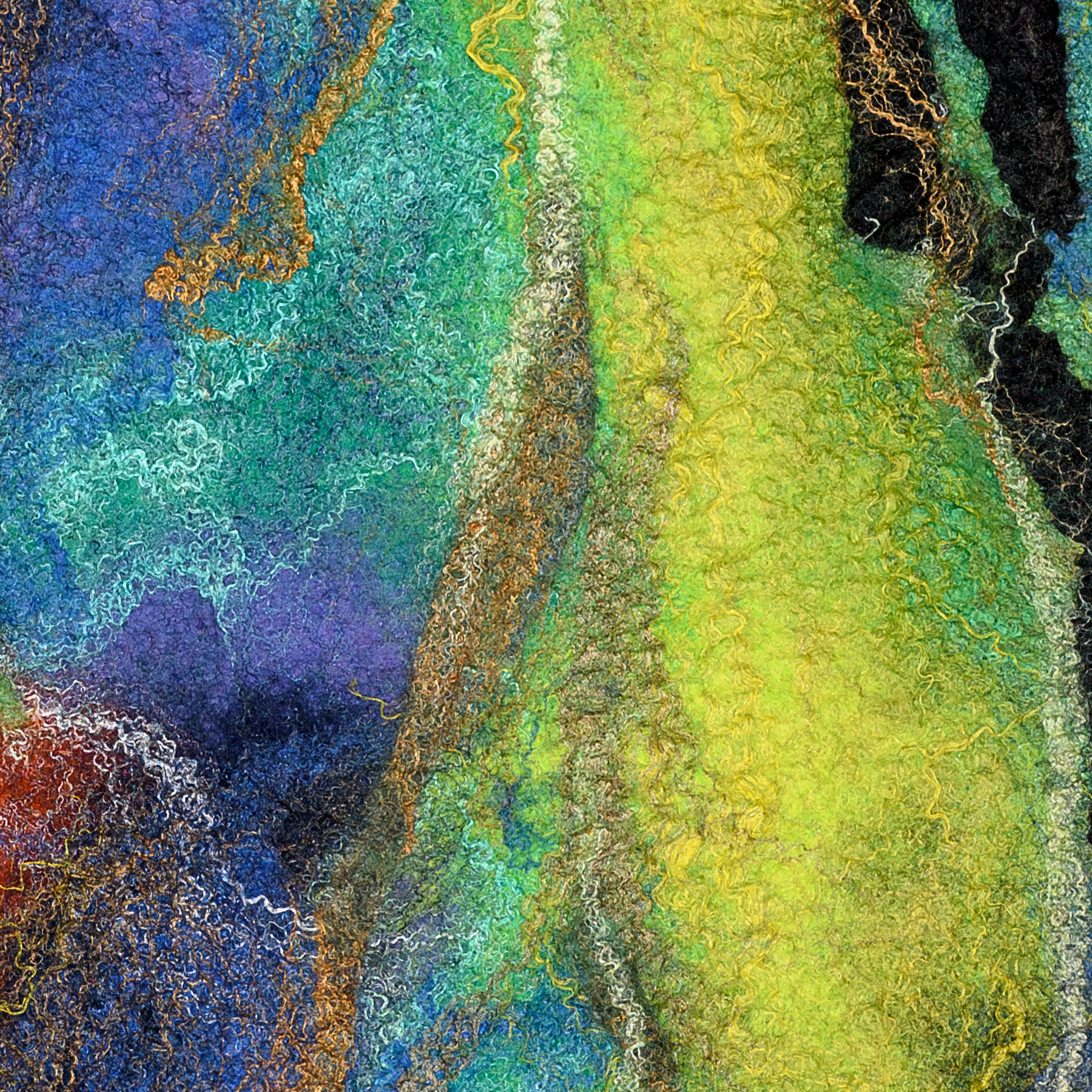 Regatta. Splashy Abstract 1 | Fiber, Exotic Wood Frame | Size: H14"xW14" | 2021 | ๐๐๐๐ ๐ด - Image 3
